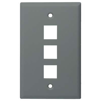 DataComm Keystone Wallplate, 1-Gang, 3-Port, Gray