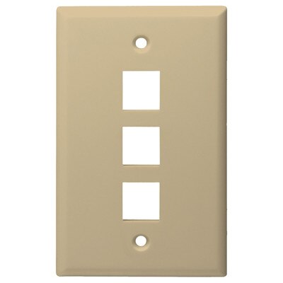 DataComm Keystone Wallplate, 1-Gang, 3-Port, Ivory