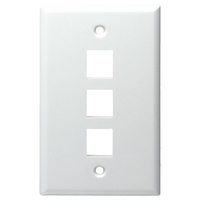 DataComm Keystone Wallplate, 1-Gang, 3-Port, White