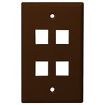 DataComm Keystone Wallplate, 1-Gang, 4-Port, Brown