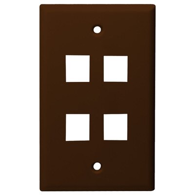DataComm Keystone Wallplate, 1-Gang, 4-Port, Brown