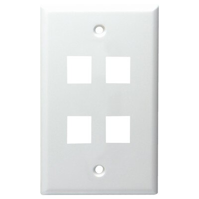 DataComm Keystone Wallplate, 1-Gang, 4-Port, White