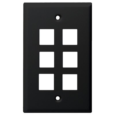 DataComm Keystone Wallplate, 1-Gang, 6-Port, Black