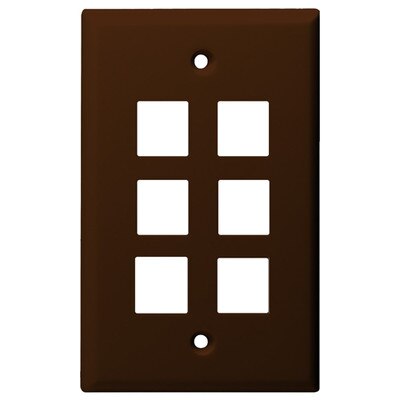DataComm Keystone Wallplate, 1-Gang, 6-Port, Brown