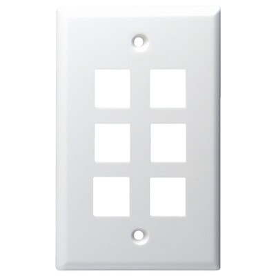 DataComm Keystone Wallplate, 1-Gang, 6-Port, White