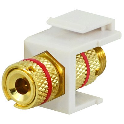 DataComm Binding Post Keystone Snap-In Connector, Red Stripe, White