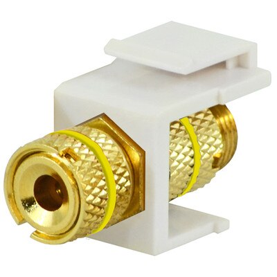 DataComm Binding Post Keystone Snap-In Connector, Yellow Stripe, White