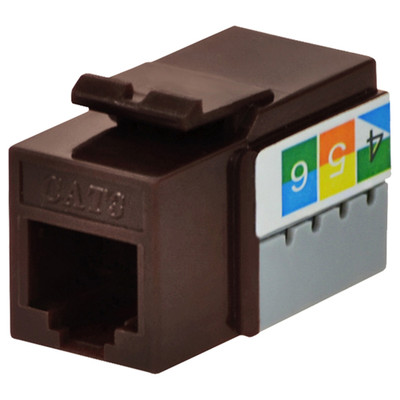 DataComm Cat3 Keystone Snap-In Connector, Brown