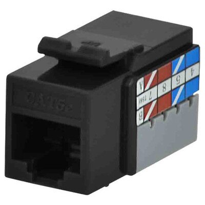 DataComm Cat5e Keystone Snap-In Connector, Black
