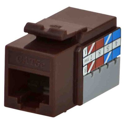 DataComm Cat5e Keystone Snap-In Connector, Brown