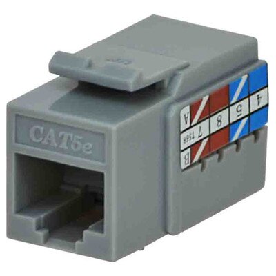 DataComm Cat5e Keystone Snap-In Connector, Gray