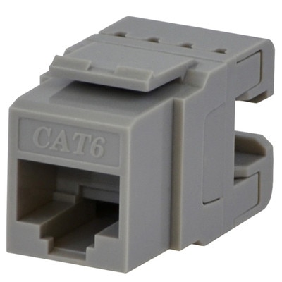 DataComm Cat6 Keystone Snap-In Connector, Gray