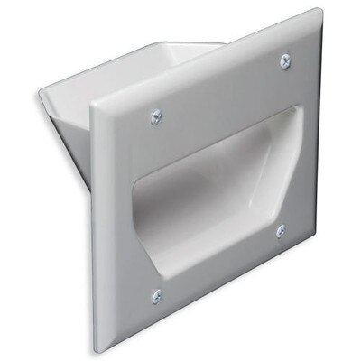 DataComm Recessed Cable Access Wallplate, 3-Gang, White