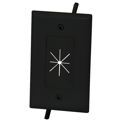 DataComm Cable Access Wallplate with Flexible Opening, 1-Gang, Black