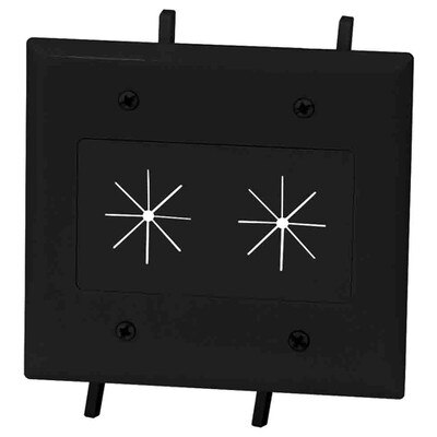 DataComm Cable Access Wallplate with Flexible Opening, 2-Gang, Black