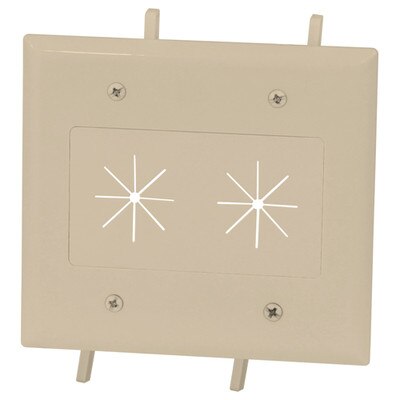 DataComm Cable Access Wallplate with Flexible Opening, 2-Gang, Ivory