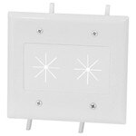 DataComm Cable Access Wallplate with Flexible Opening, 2-Gang, White