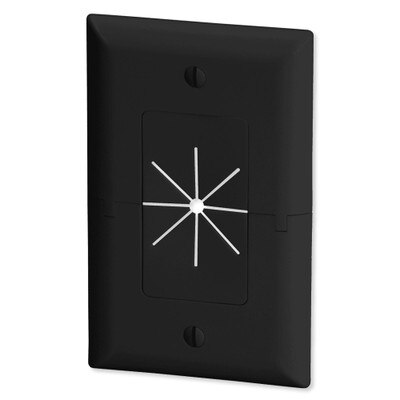 Datacomm Split Plate with Flexible Opening, Black