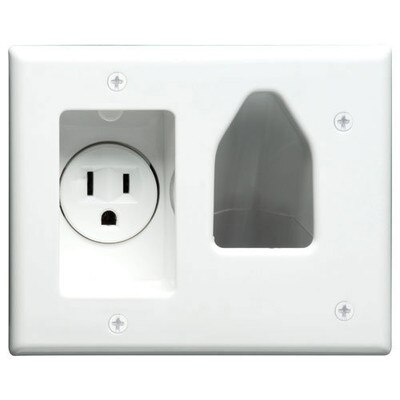 DataComm Recessed Cable Access Wallplate with Receptacle, White