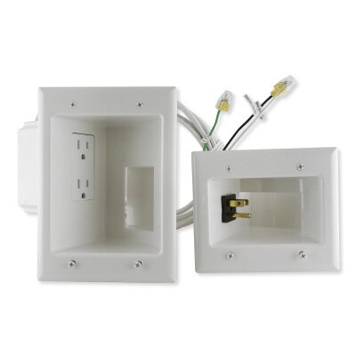 DataComm Flat Panel TV Cable Organizer Kit with Duplex Receptacle