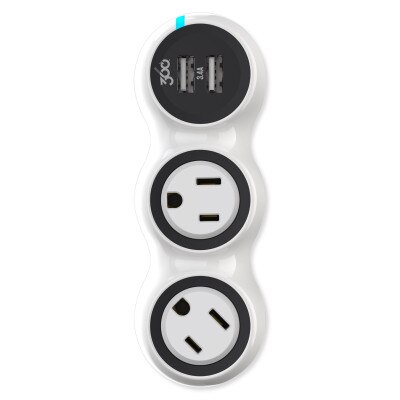 360 Electrical PowerCurveMini3.4 2-Outlet Surge Protector with Dual USB Ports