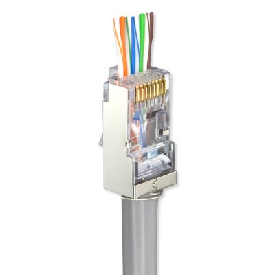 Simply45 Pass-Through RJ45 Modular Plug for Cat5e Solid Sheilded (50 Pack)