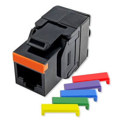 Simply45 Cat5e UTP 180-Degree Unshielded Keystone Jack, Black