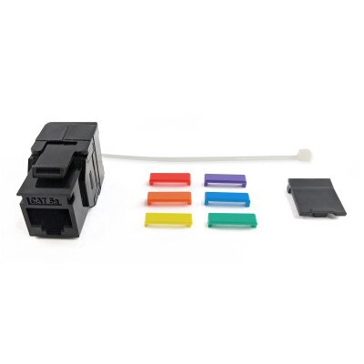 Simply45 Cat5e UTP 180-Degree Unshielded Keystone Jack, Black
