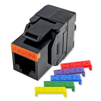 Simply45 Cat6/6A UTP 180-Degree Keystone Jack 110 Style, Black