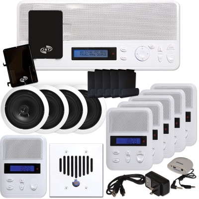 IST I2000 Music & Intercom Deluxe 5-Room Kit with Speakers, White