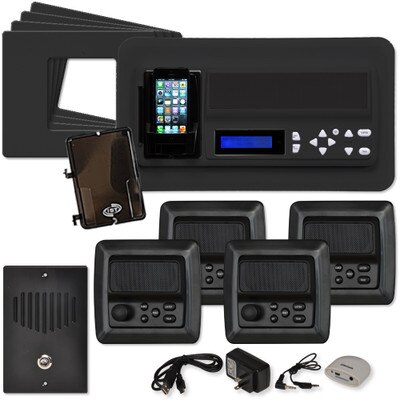 IST RETRO Music & Intercom System Package, 4 Rooms (Horizontal Frames), Black