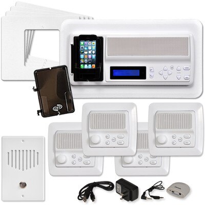 IST RETRO Music & Intercom System Package, 4 Rooms (Horizontal Frames), White