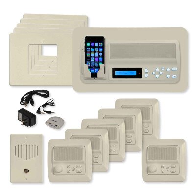 IST RETRO Music & Intercom System Package, 5 Rooms, Almond (Horizontal Frames)