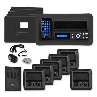 IST RETRO Music & Intercom System Package, 5 Rooms, Black (Horizontal Frames)