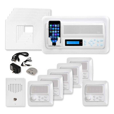 IST RETRO Music & Intercom System Package, 5 Rooms, White (Horizontal Frames)