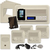IST RETRO Music & Intercom System Package, 4 Rooms (Vertical Frames), Almond