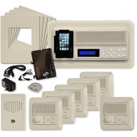 IST RETRO Music & Intercom System Package, 5 Rooms (Vertical Frames), Almond