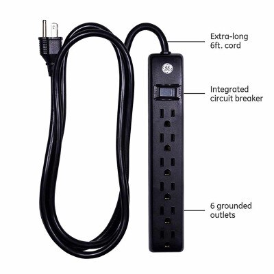 GE 6-Outlet Power Strip, 6 Ft.