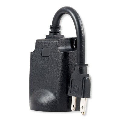 GE Enbrighten Z-Wave Plug-In Outdoor Smart Switch, Black