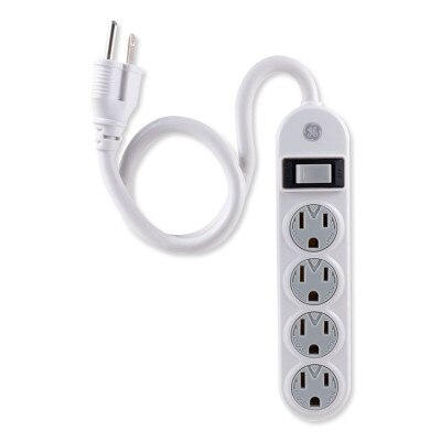 GE 4-Outlet Power Strip with Safety Covers, 1.5 Ft.