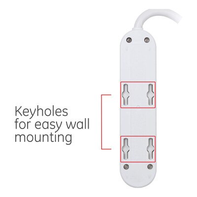 GE 4-Outlet Power Strip with Safety Covers, 1.5 Ft.