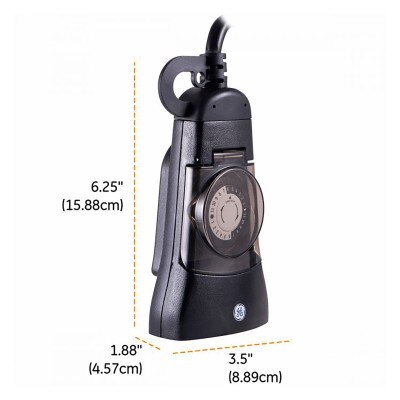 GE Outdoor Plug-In 24-Hour Mechanical Timer, Black