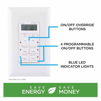 Jasco myTouchSmart Simple Set In-Wall Timer, White (Open Box)