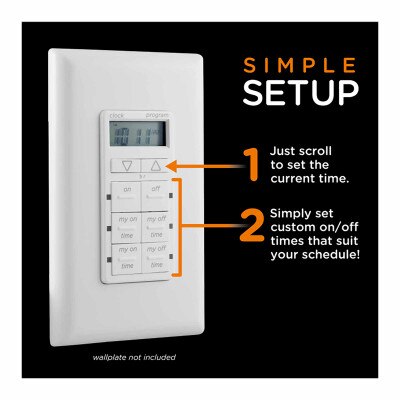 Jasco myTouchSmart Simple Set In-Wall Timer, White (Open Box)