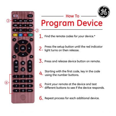 GE 4-Device Universal Remote Control, Brushed Rose