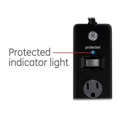 GE 6-Outlet Surge Protector with Twist-to-Close Covers, 8 Ft, 2 Pack