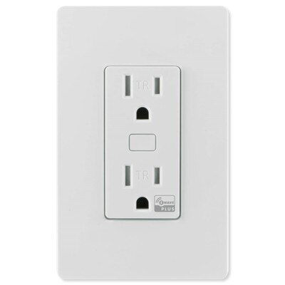 GE Enbrighten Z-Wave Plus Split Duplex Wall Receptacle, Tamper-Resistant, White