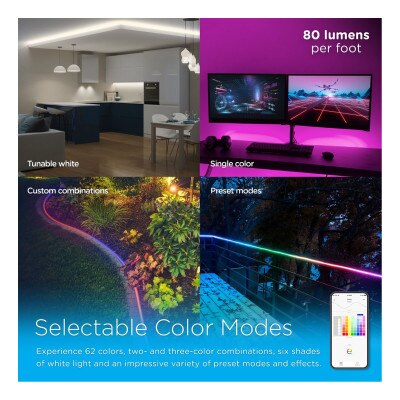 Enbrighten Wi-Fi Seasons Color Changing LED Flex Light, 24ft
