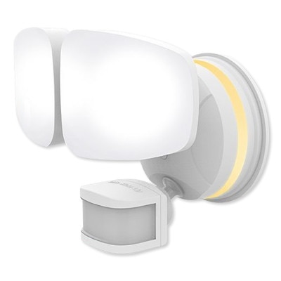 Enbrighten Outdoor 2-Head Motion-Sensing Back Lit Wi-Fi LED Security Light, White