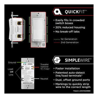 Enbrighten Z-Wave Plus v2 In-Wall Smart Switch, Paddle, 700 Series